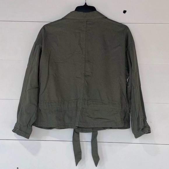 Time & Tru Olive Green Utility Tie Waist Jacket Medium - Picture 2 of 6